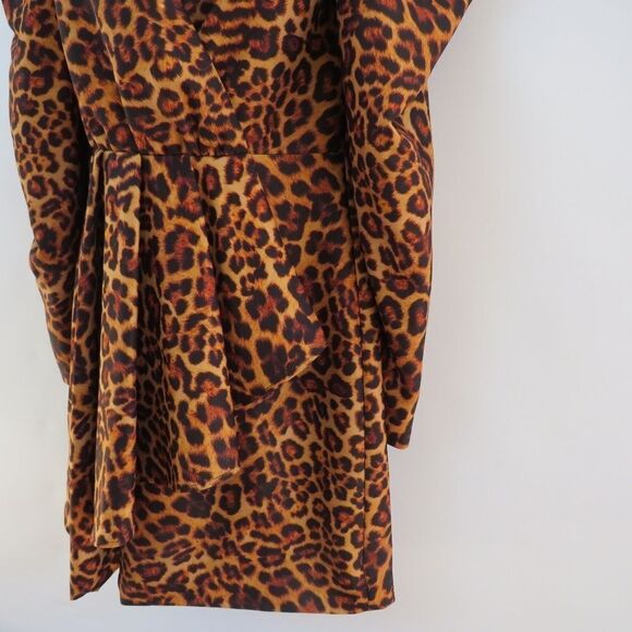Lovers + Friends Dress Womens Small New Leopard Animal Print Puff Sleeve Mini - Picture 16 of 16